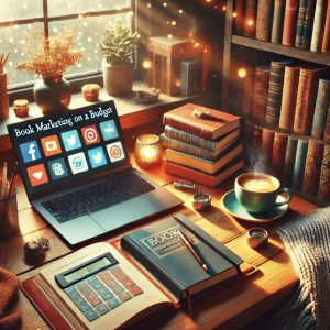 book marketing with laptop on a budget